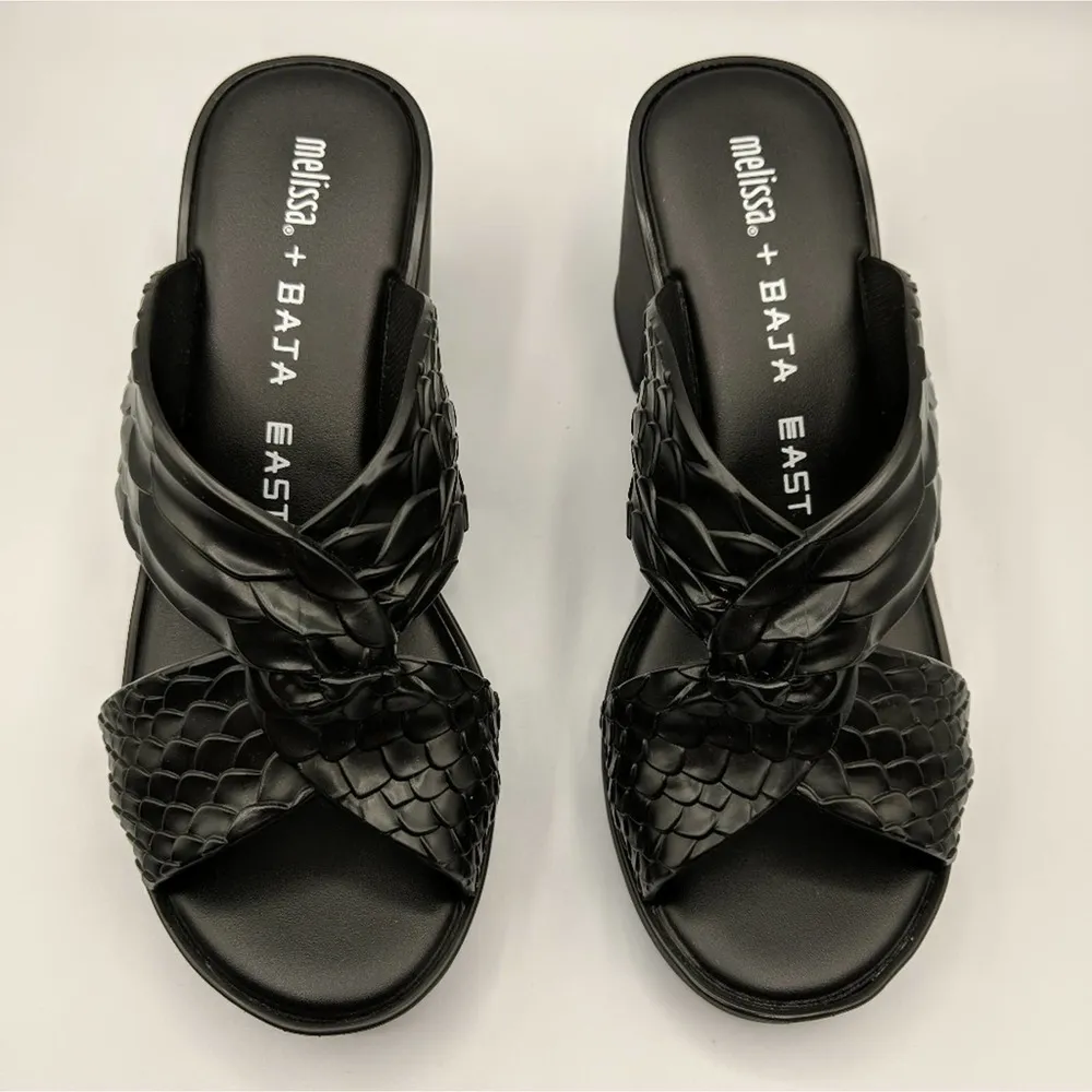 Baja East X Melissa Python Heel Open Toe Crisscross Textured 7 New - Image 2