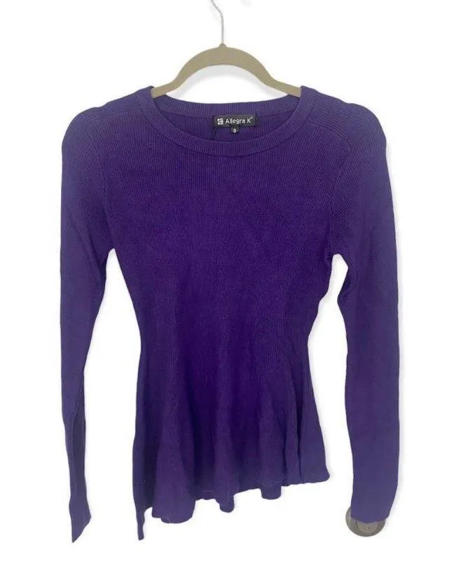 Allegra K Long Sleeve Ribbed Knit Ruffle Hem Peplum Sweater SZ S - Image 4