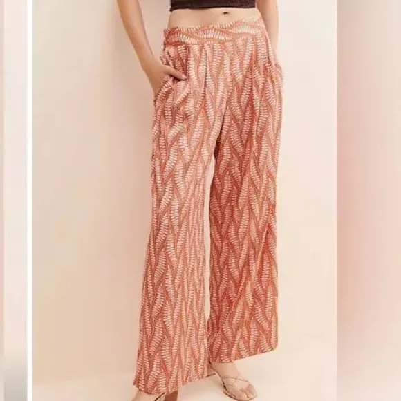 Hutch Palazzo Pants in Rust and Cream - Image 2