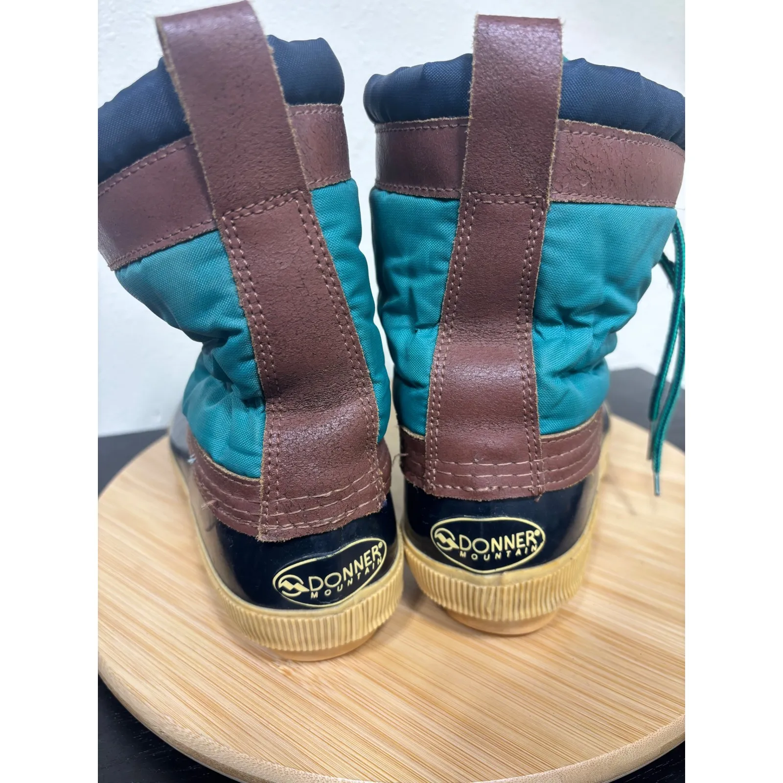 Vintage Donner Mountain Sno Drift Women's Size 8 M Duck Boots Teal Brown Lined Black - Image 6
