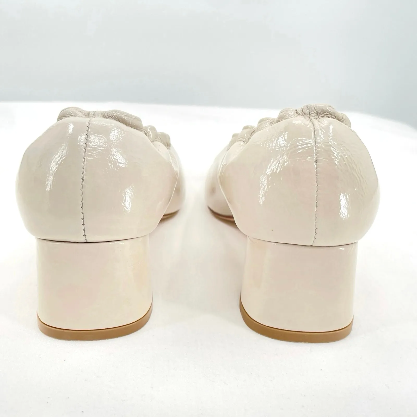 Akaada Nyoko Light Beige Soft Naplak Pumps Neutral Cream Square Toe Heel Size 36 - Image 9