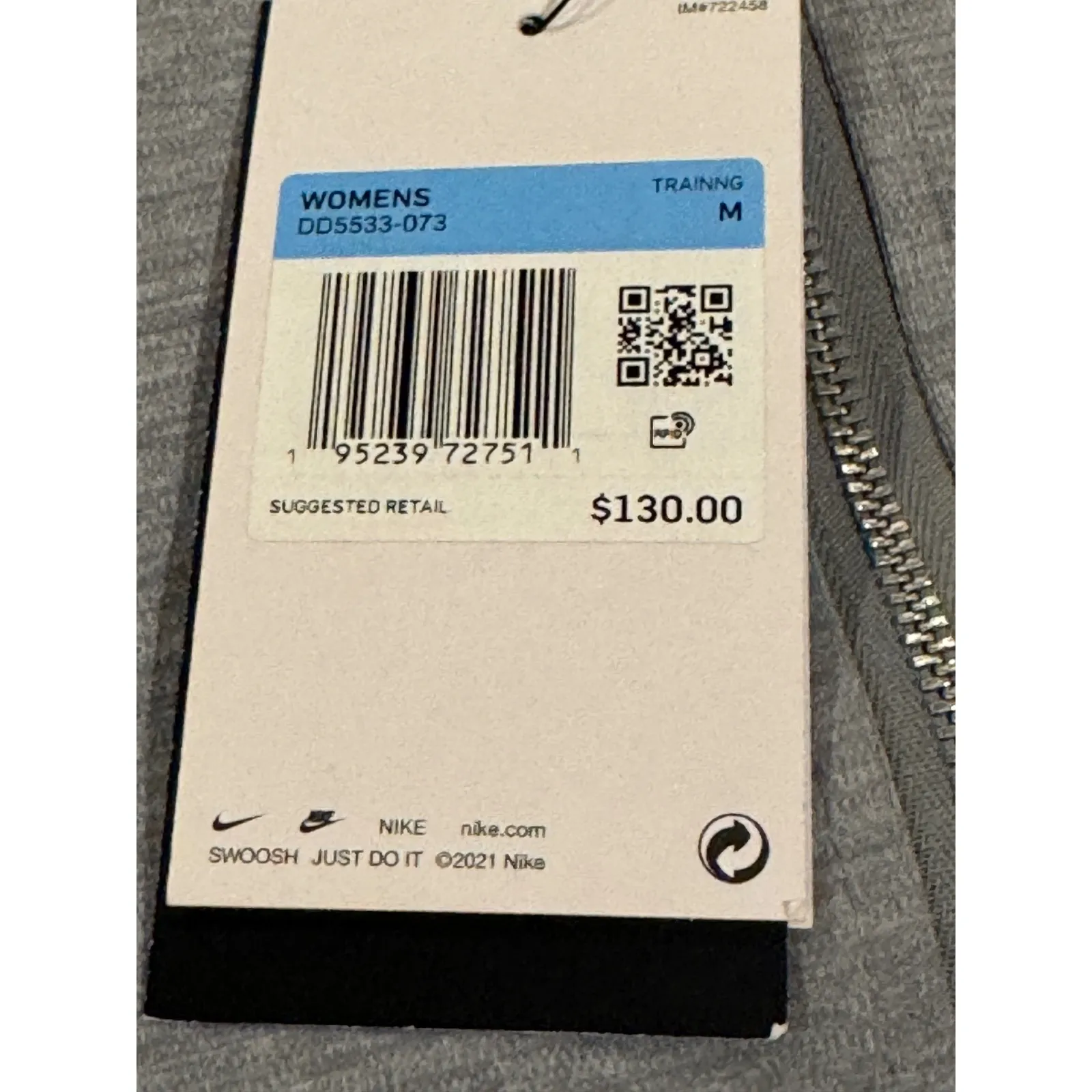 NWT Nike Yoga Dri-Fit Tight Fit‎ Womens Training Jacket Full Zip Gray Size M - Image 6