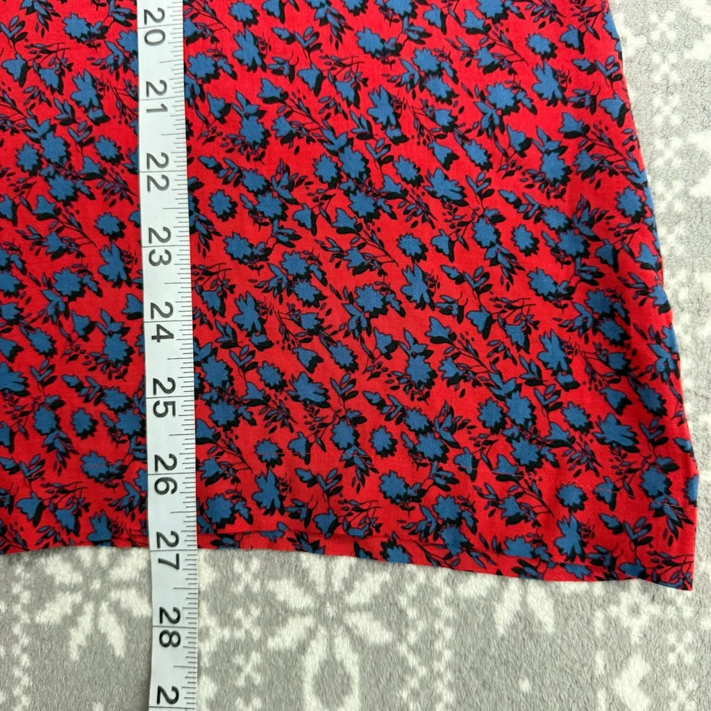 J. Jill Red Blue Patterned Rayon Button Down Shirt‎ Long Sleeve Size Large - Image 9