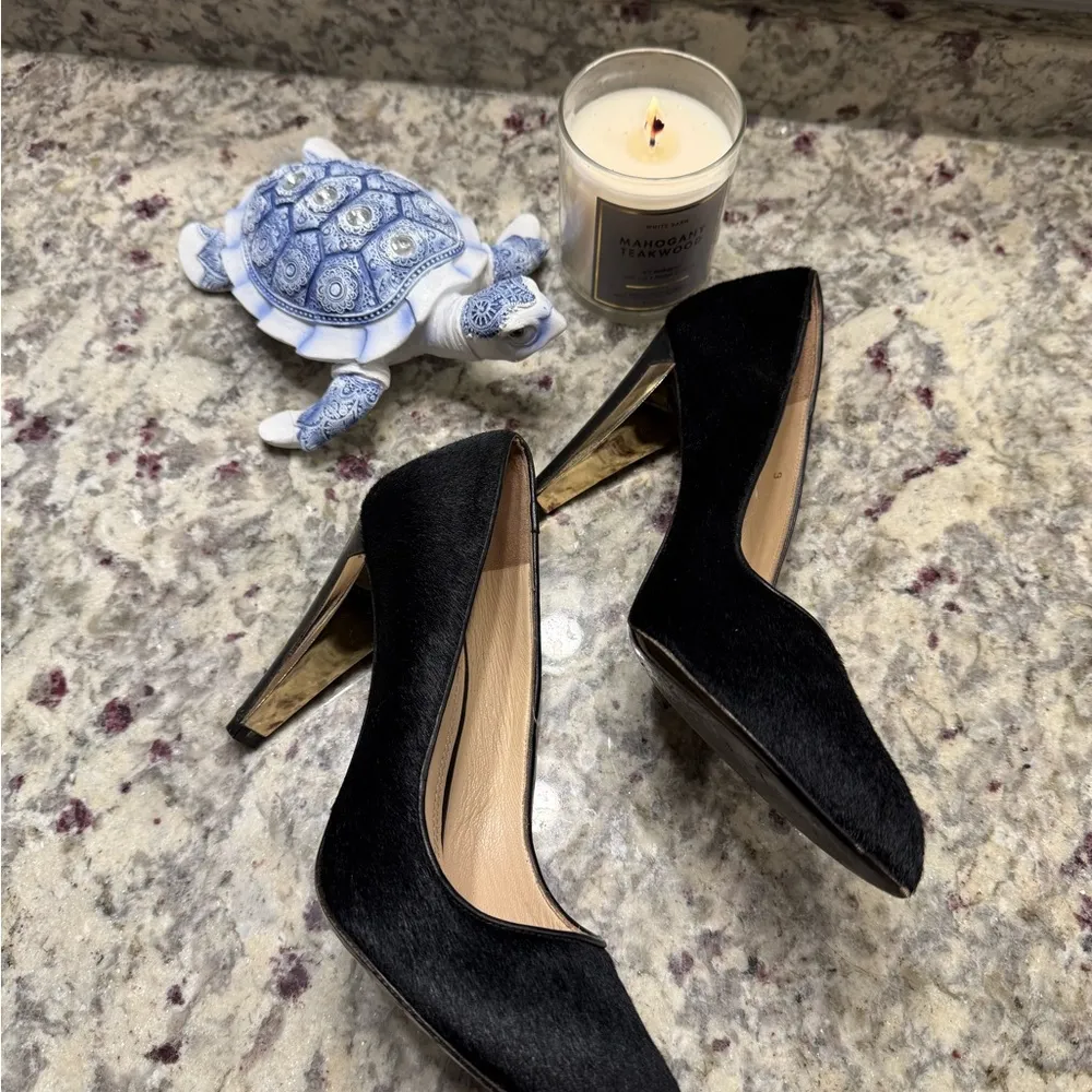 Rebecca Minkoff Pony Hair Black Pointed Toe Heels Sandals - Image 4