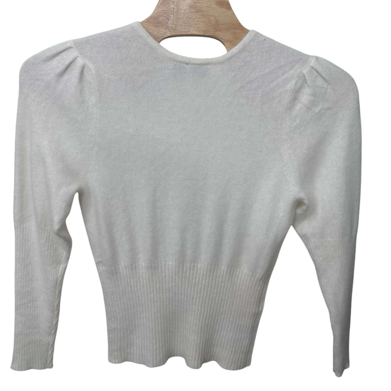 Mossimo Angora Rabbit Hair Ribbed Knit Sweater LS Women's Size XL Ivory NWT - Image 5