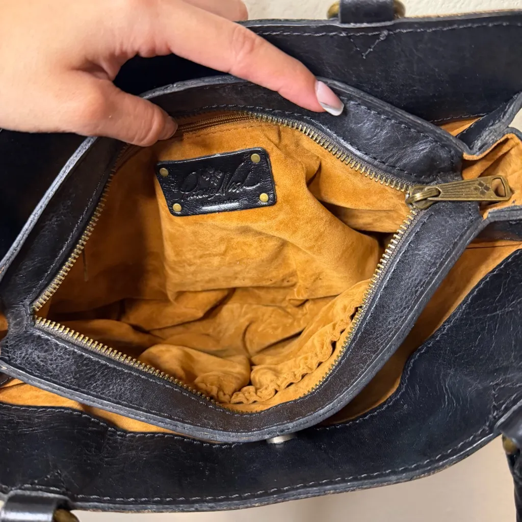 Patricia Nash Rienzo Floral Square Panels Colorful Leather Satchel Handbag Purse - Image 7