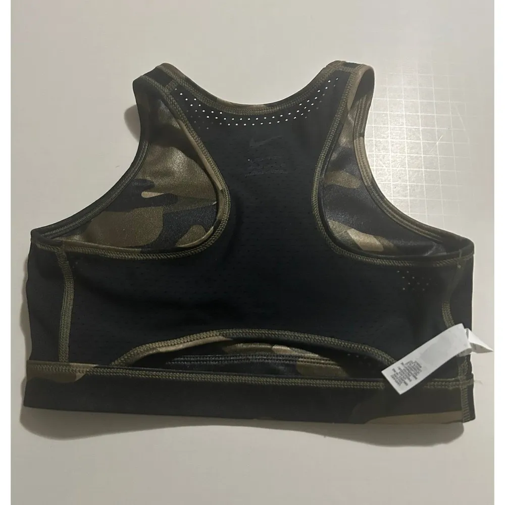 Women's Dri-Fit Sports Bra High-Neck Green Camo Swoosh Logo XS - Image 4