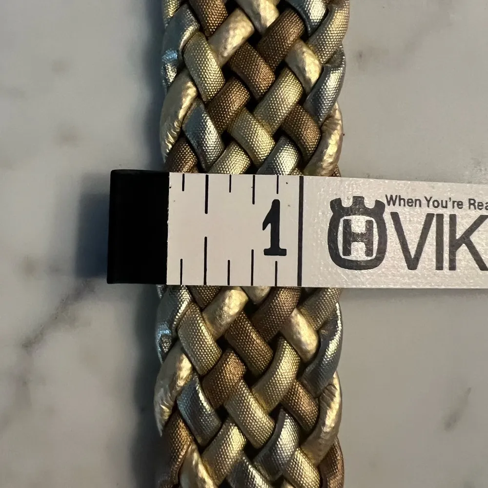 Women’s braided Metallic silver, gold bronze, small belt EUC - Image 2