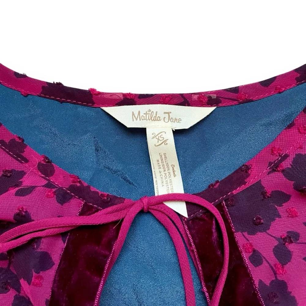 Matilda Jane A Little Party Floral Velvet Trim Dress - Image 5