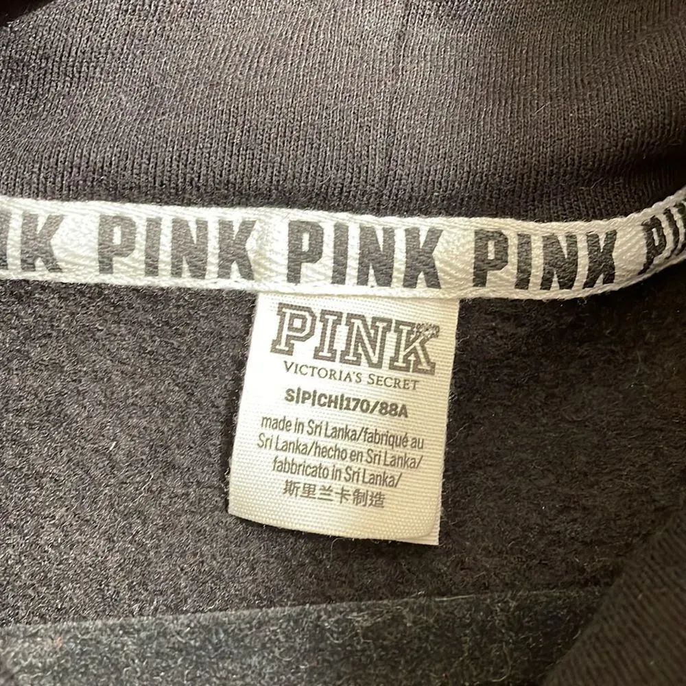 PINK Victoria’s Secret black cowl neck, rainbow stripe, sequin bling sweater, S - Image 5