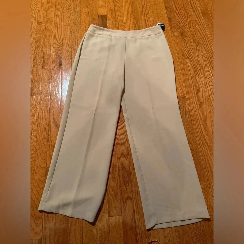 Evan Picone women’s Dress Classic tan wicker straight leg pleated‎ Pants 16 - Image 2