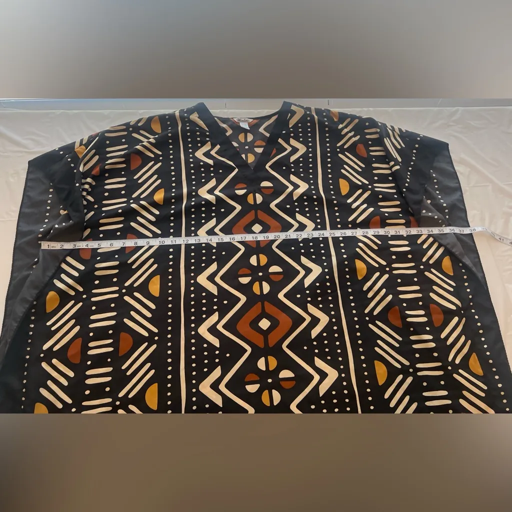 Winlar Black and Orange Patterned Kaftan Size one size - Image 4