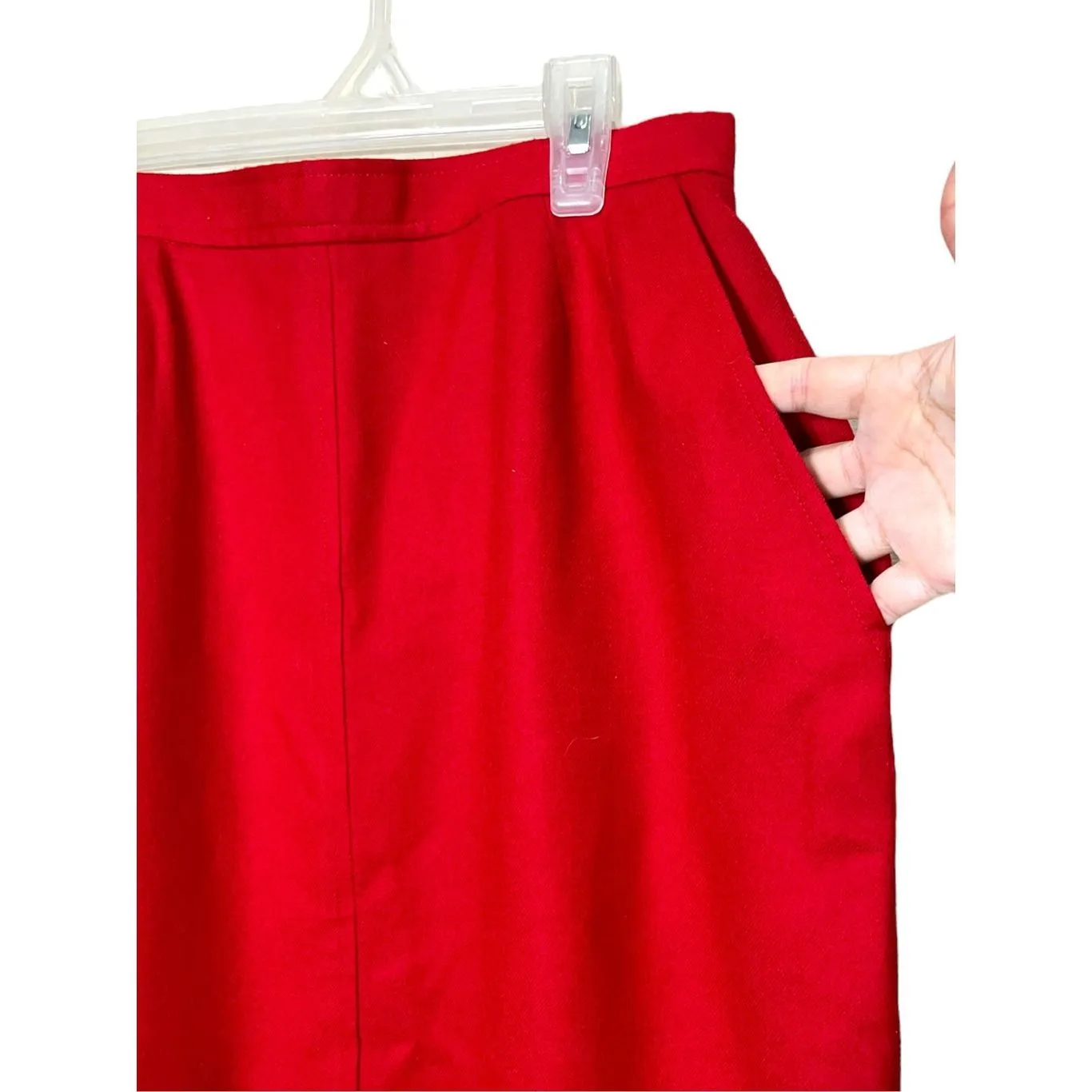 Vintage Evan Picone 100% Wool‎ Skirt Womens Size 8 Red Lined Union Made USA - Image 5