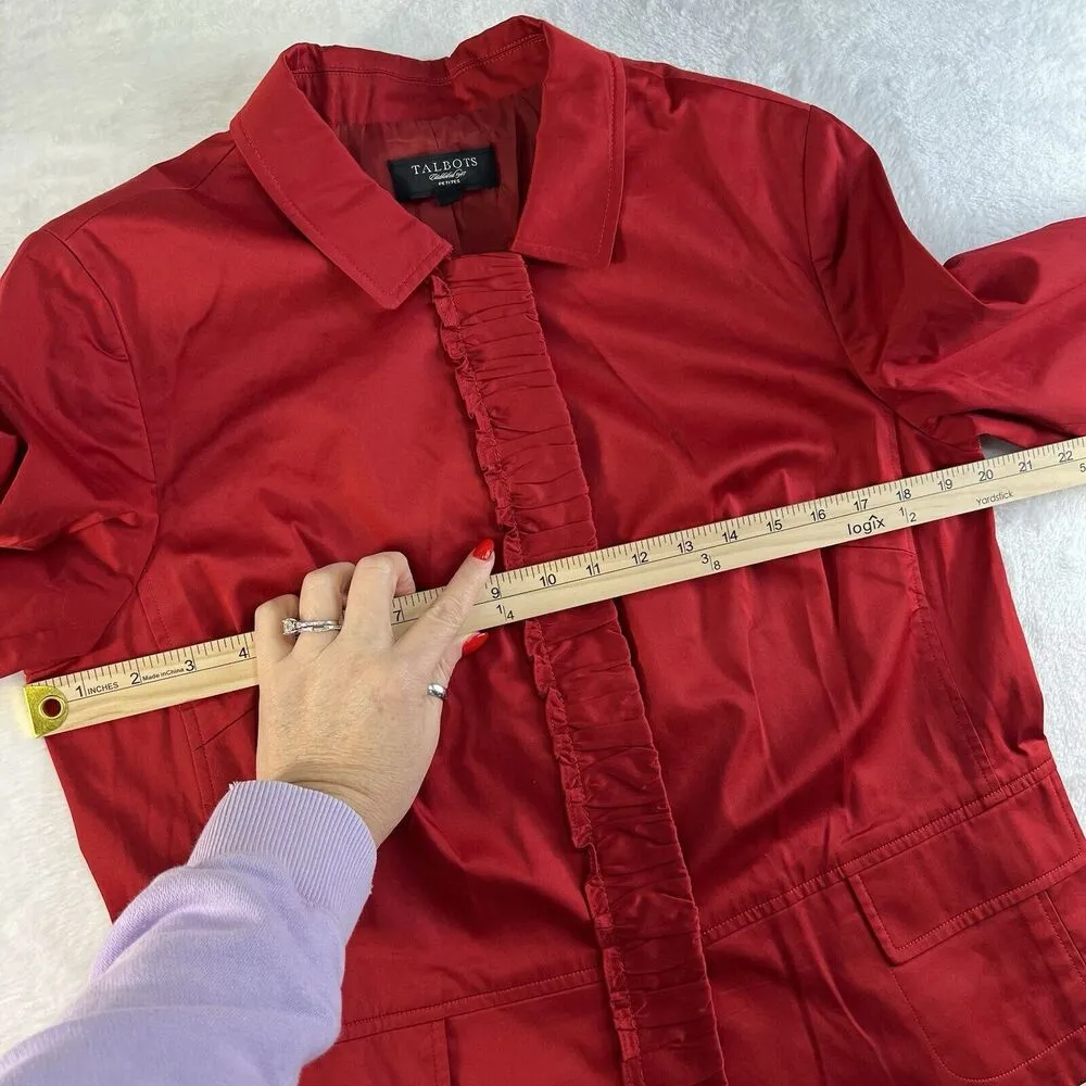 Talbots 14P Petites Dress Jacket Long Sleeve Snap Front Collared Red Women's - Image 9