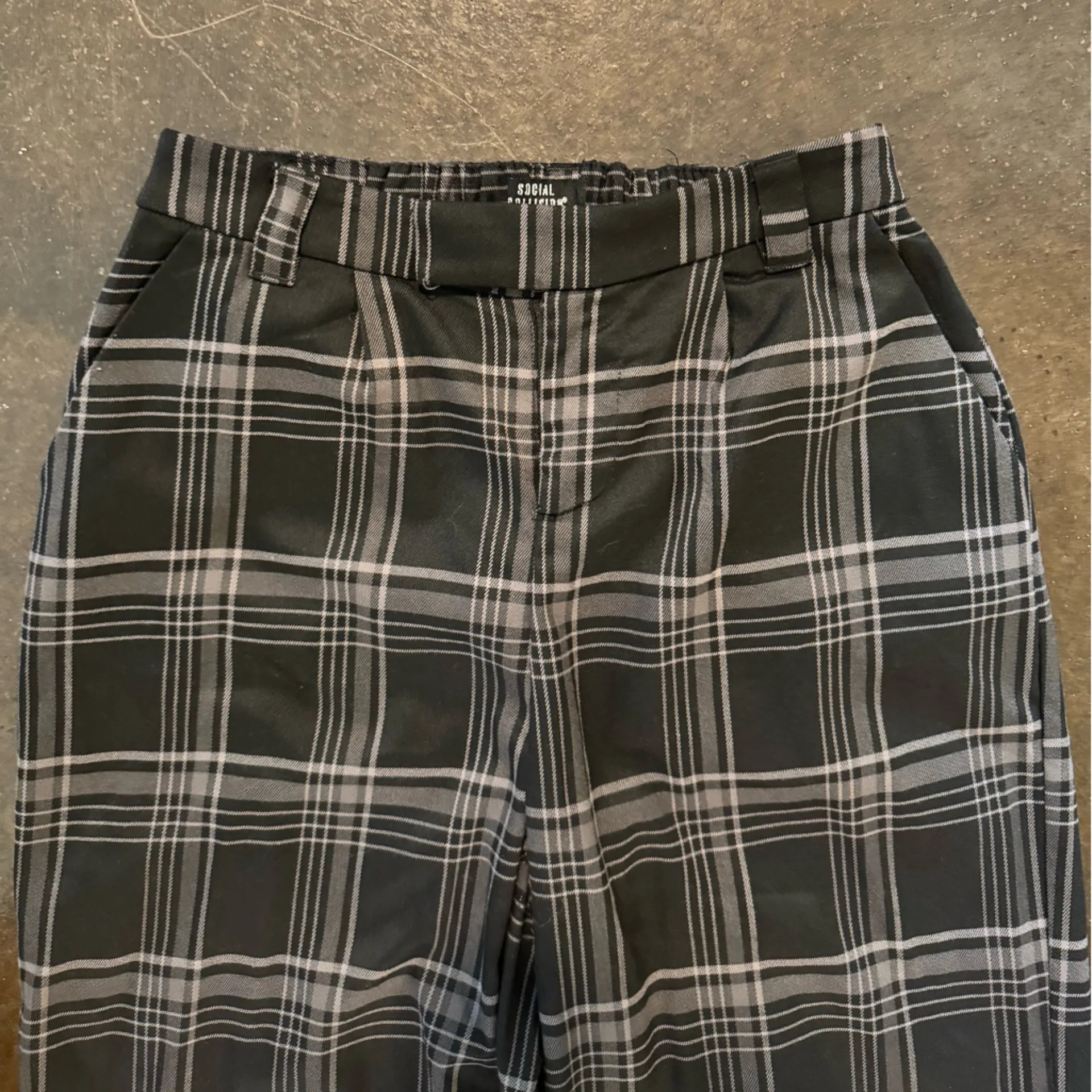 Black Plaid Wide Leg Women's Pants - Image 3