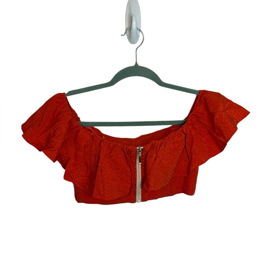 Jaygodfrey Coral Loras Off Shoulder Ruffle Crop Top Orange Size 00 - Image 3
