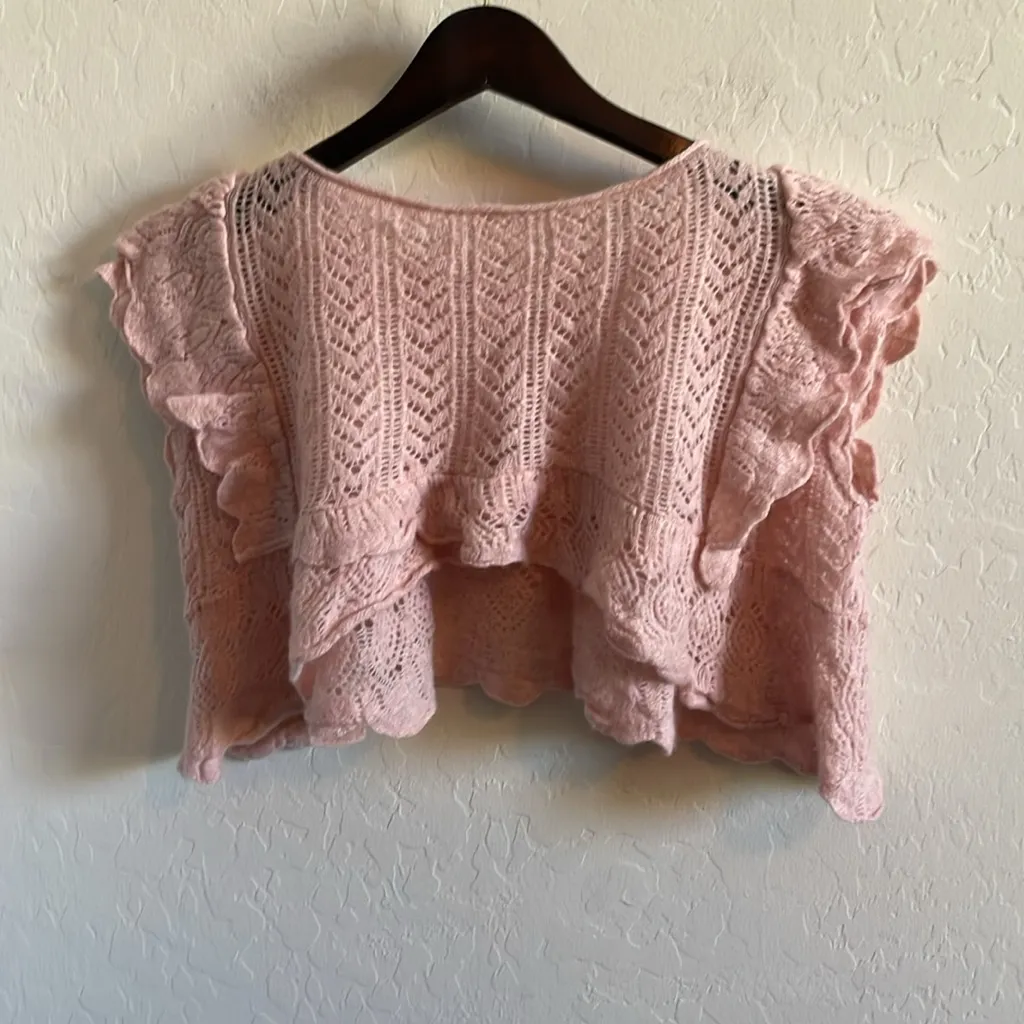 Anthropologie  Flutter Sleeve Cashmere Crop Sweater - Image 5