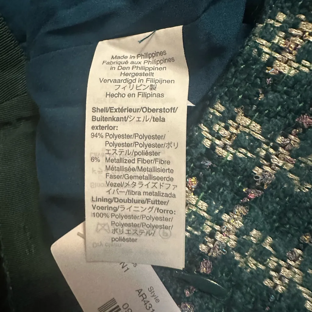 NWT J. Crew No. 2 Pencil Skirt In Emerald Tweed Size 12 - Image 5