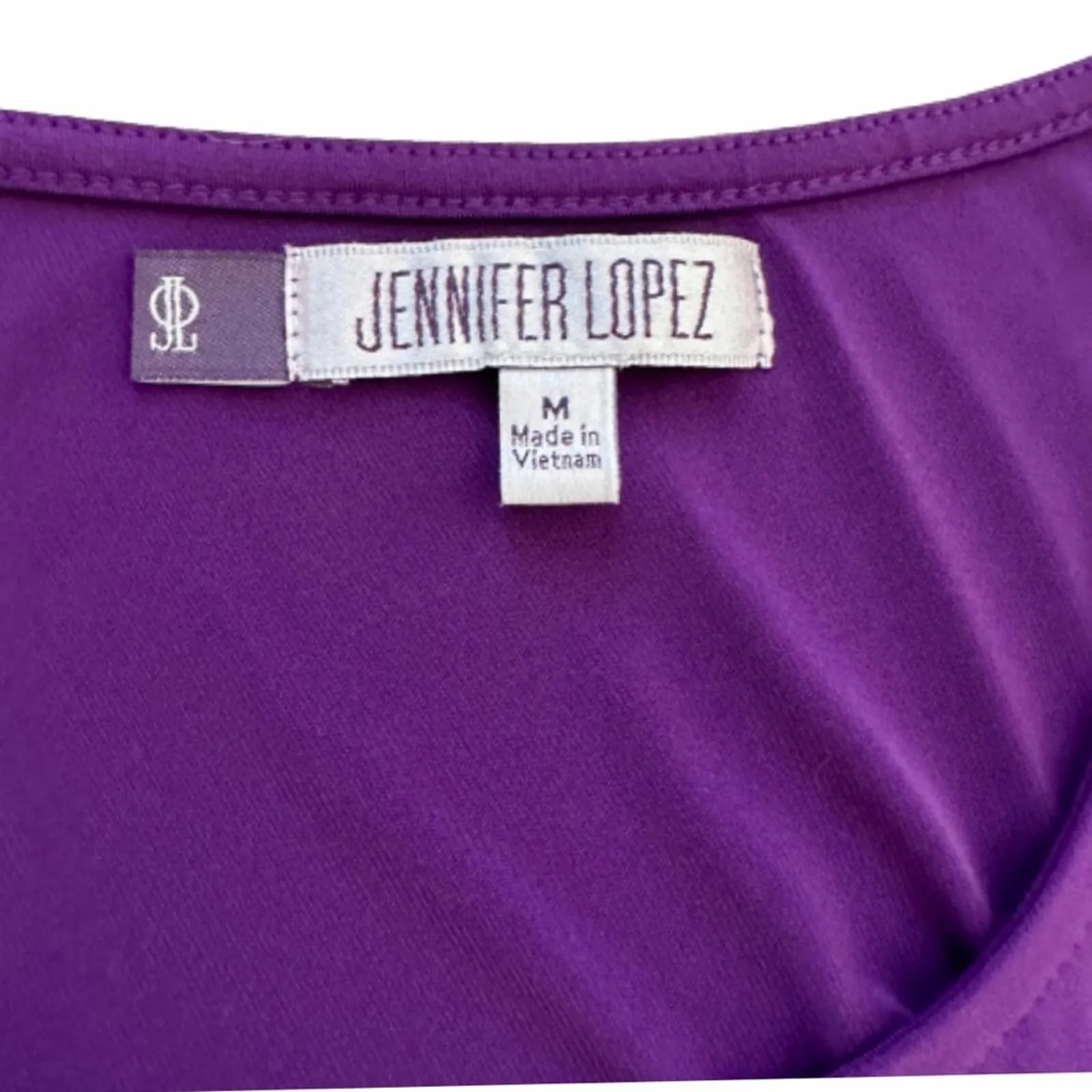 Jennifer Lopez Dress Purple Side Ruched Embellished Pintuck Cocktail Medium NEW - Image 2