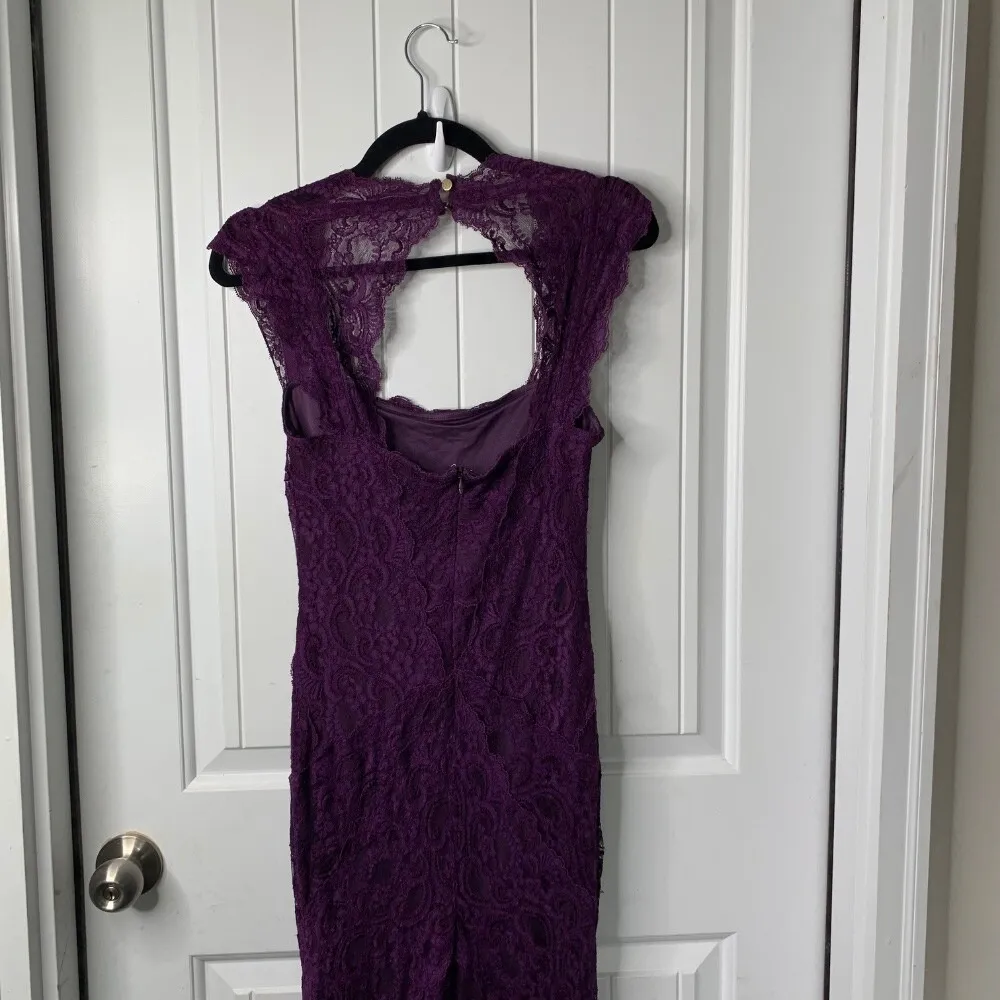 Nicole Miller‎ Lace Formal Dress Purple Sleeveless Gown Evening Party Size 2 - Image 7