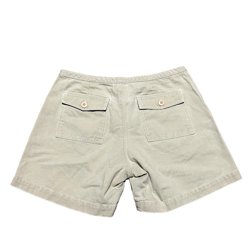 True Grit Womens Washed Twill Drawstring Camp Shorts Size 4 Green EUC - Image 2