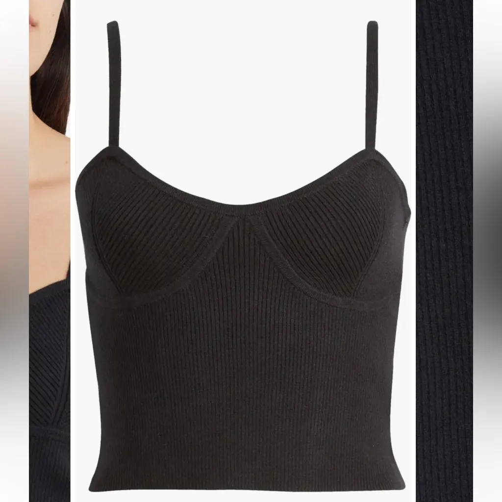 Madewell Corset-Detail Crop Sweater Tank black medium NEW - Image 4