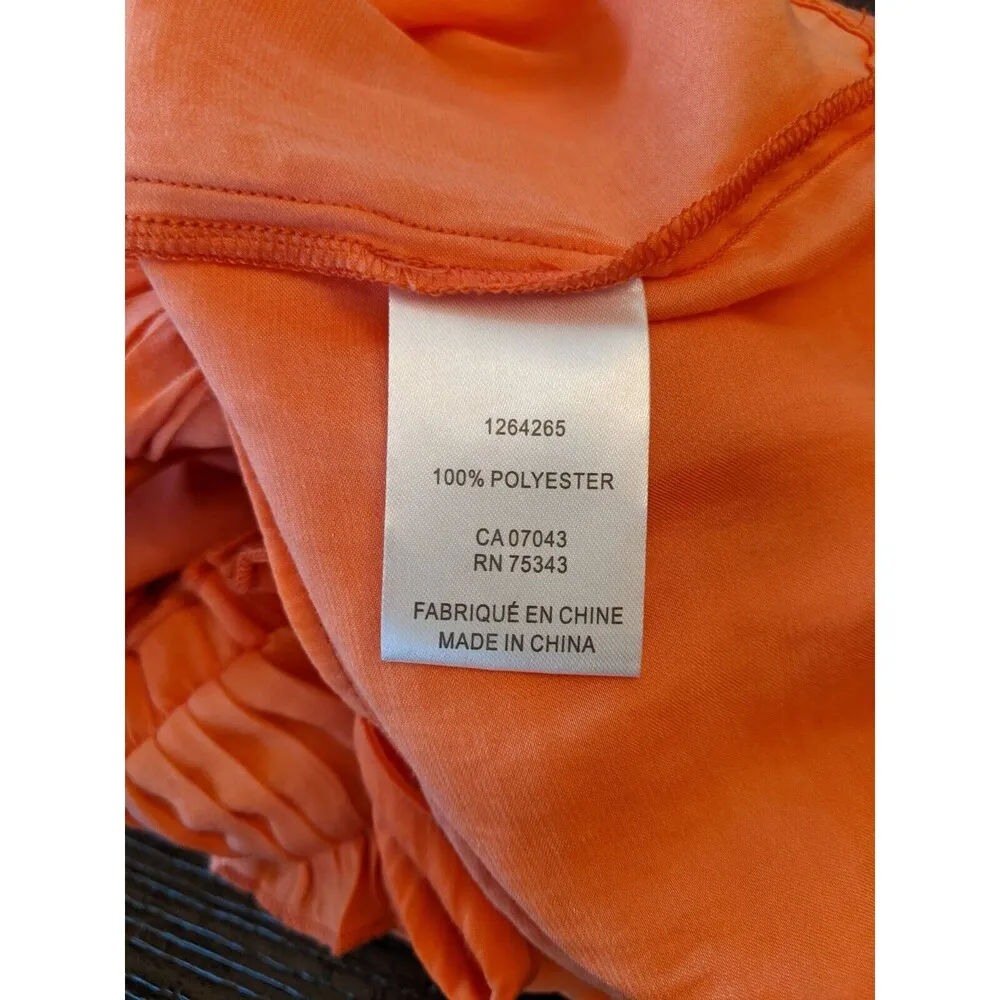 Joie Ladies Orange Ruffle Neck Blouse Ties Career Boho Chic Preppy Peasant Med - Image 9