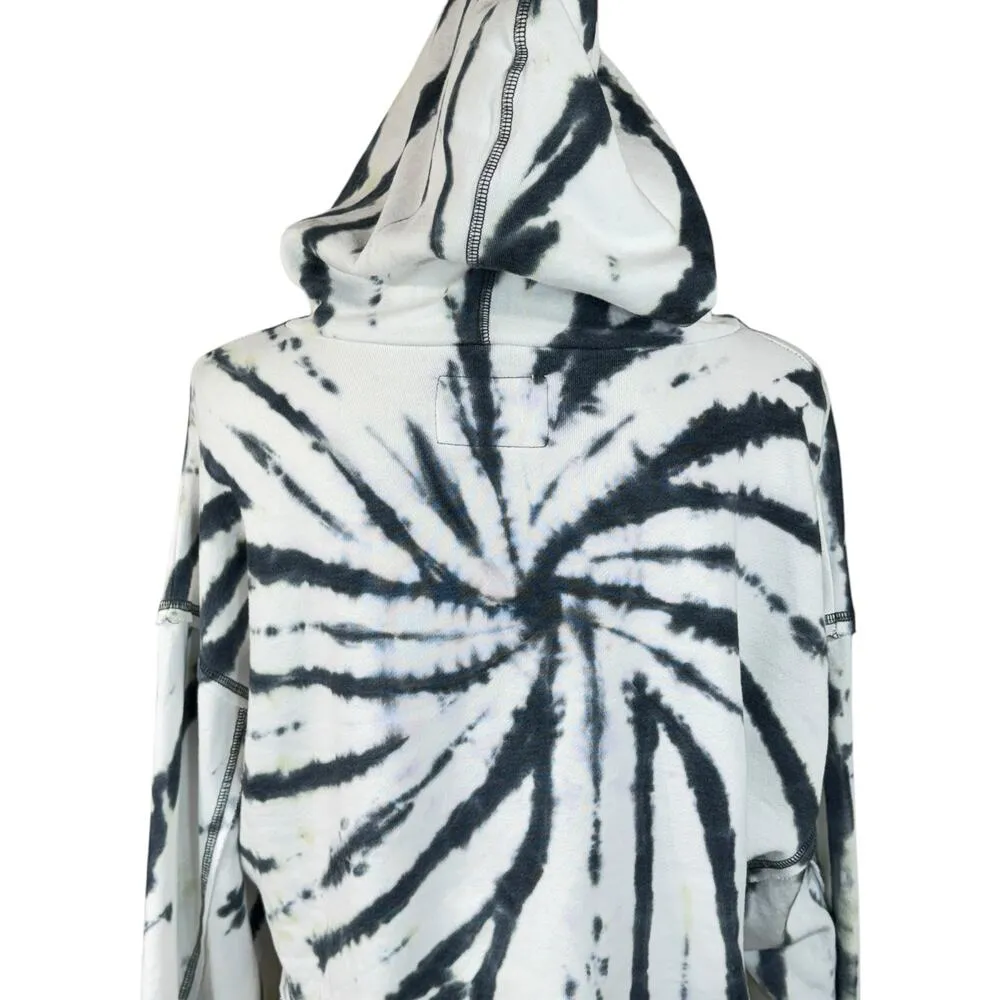 Aeropostale JRS Medium Cropped Sweatshirt Hoodie Tie-Dye Long Dolman Sleeve Gray - Image 7