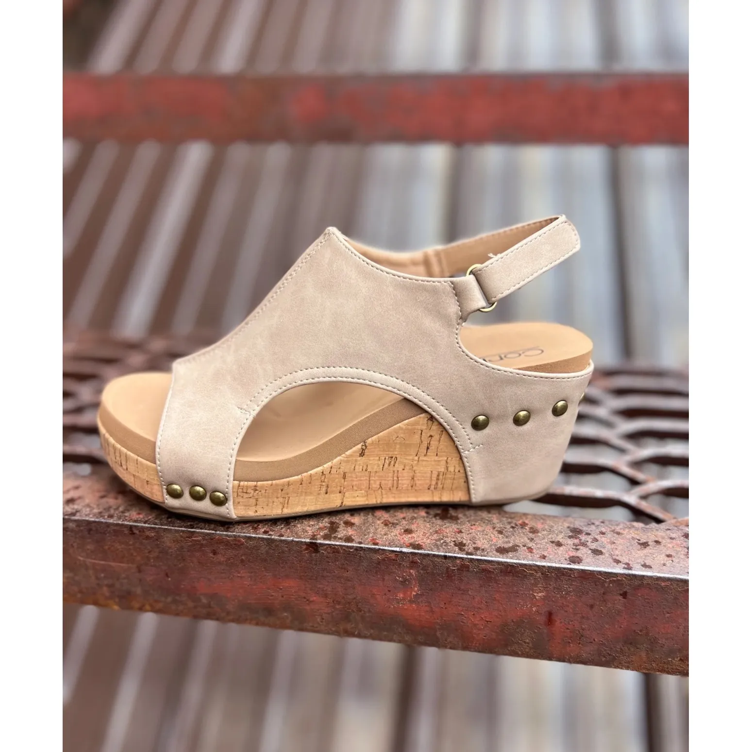 Corkys sz 10 Womens Carley Studded Studded Sligback Wedge Sandal Comfort Bronze Brown - Image 3