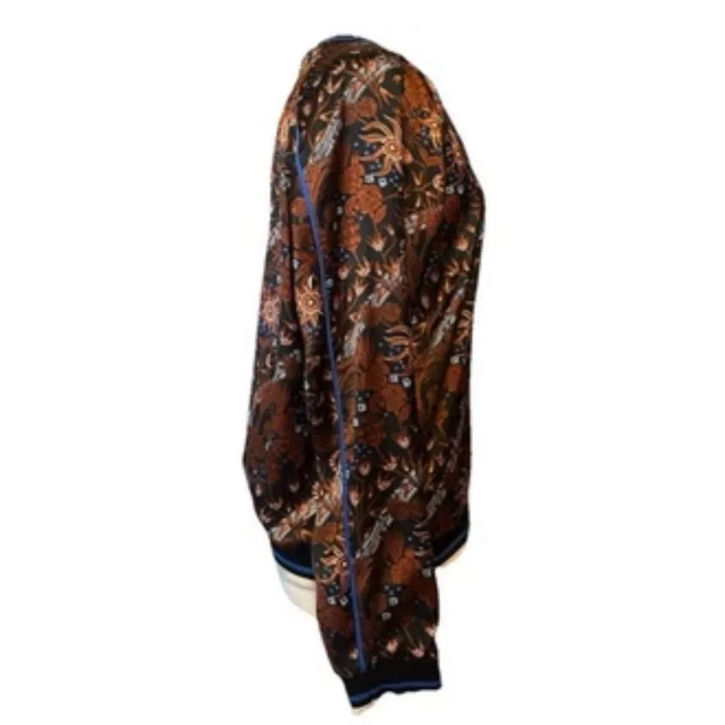 Scotch & Soda Large Reversible Bomber Jacket Stripe Floral brown Blue Casual - Image 4