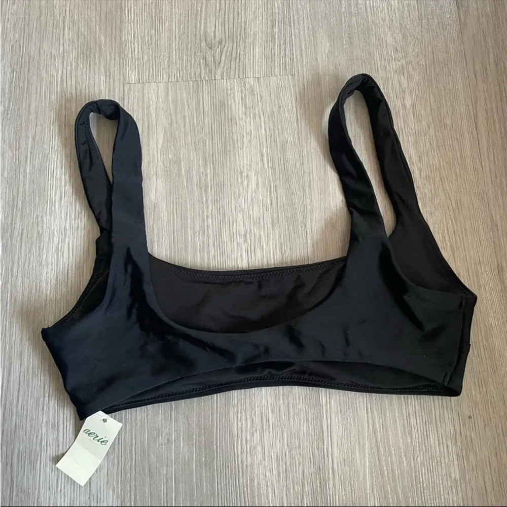 Aerie Black Scoop Bikini Top size Small Beach Vacation Boho Coastal - Image 5