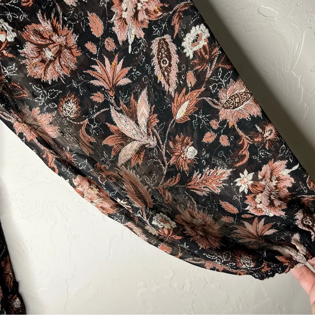 Black Floral Amalia Tiered Mini Dress in Pampas Blossoms - Image 7