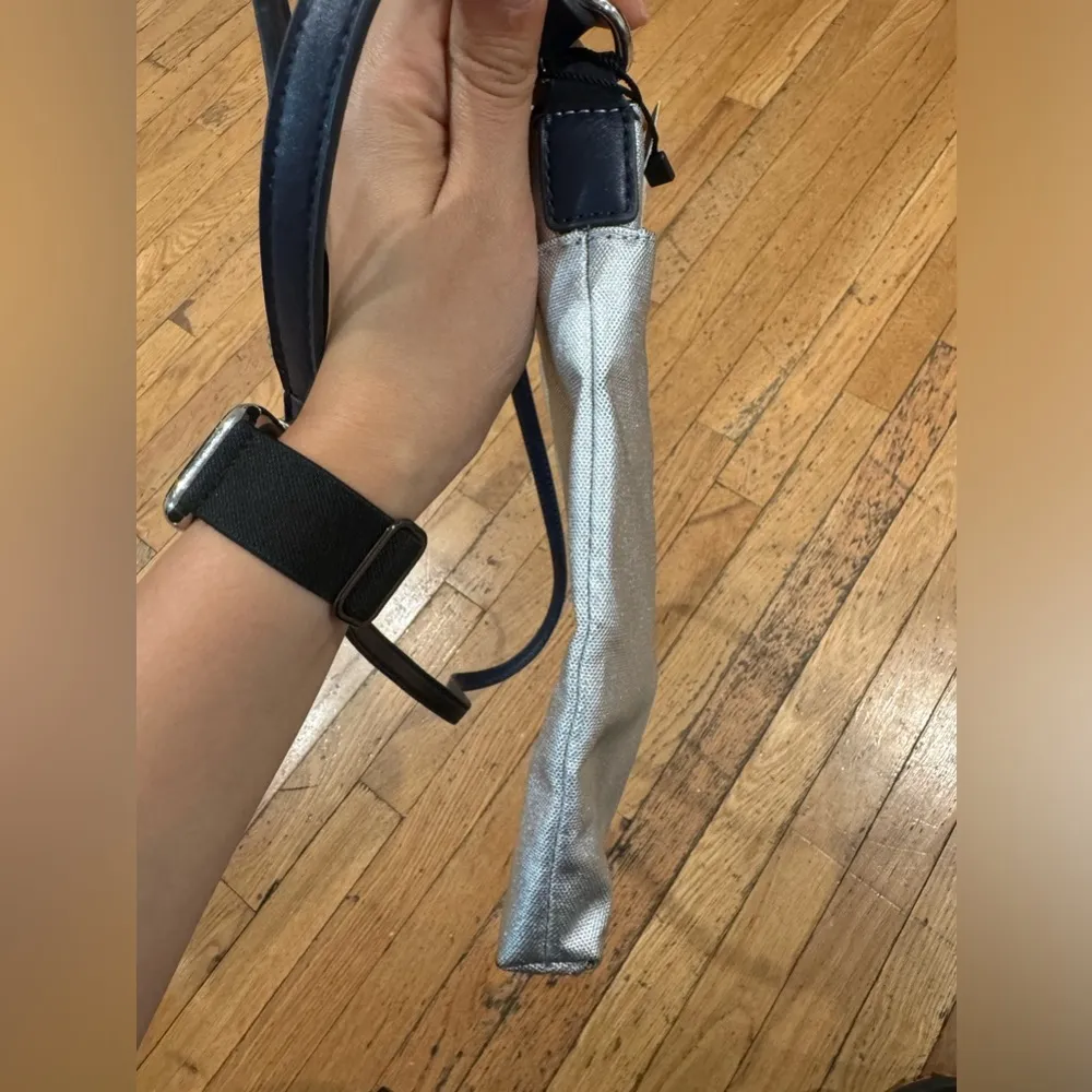 Julia Metallic Crossbody New With Defects Silver And Navy Blue - Image 8