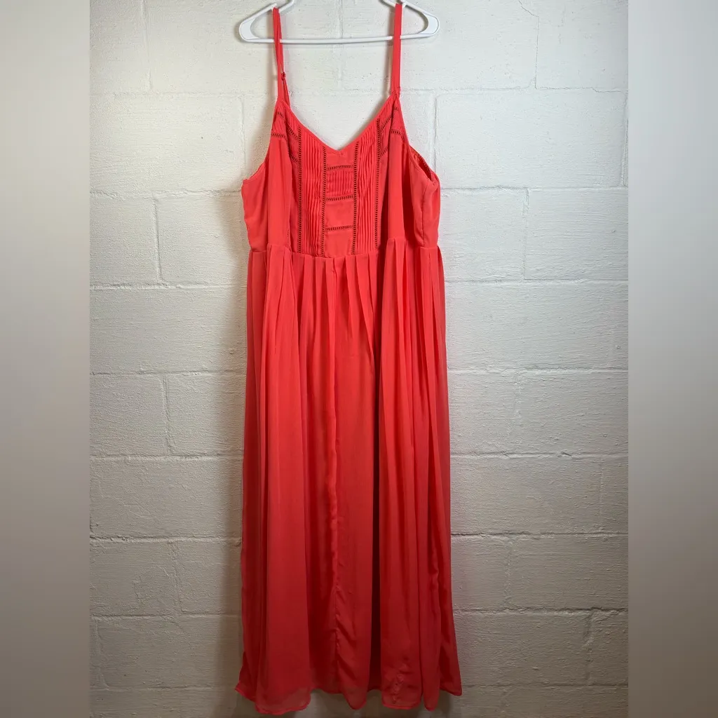 Torrid Coral Sleeveless Sweetheart Neck Chiffon Empire Waist Maxi Dress Size 4XL - Image 2