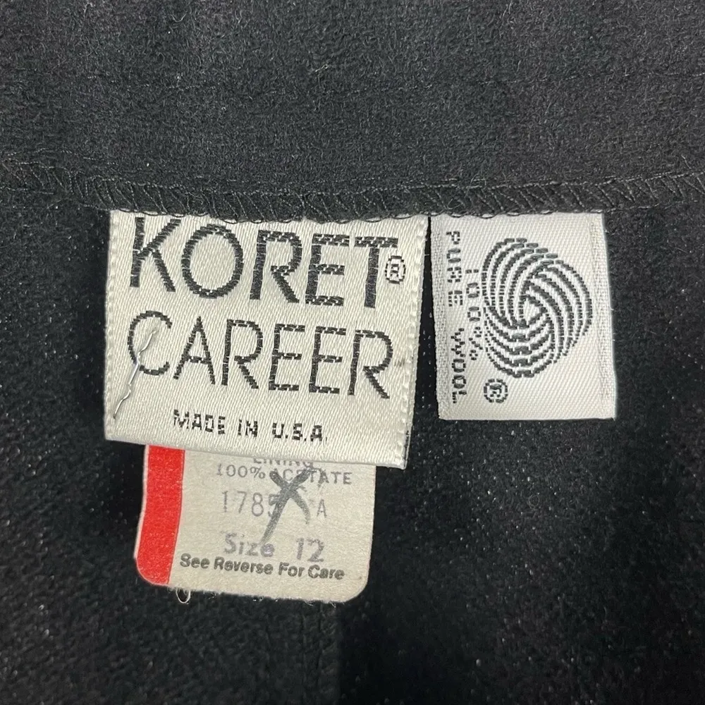 VINTAGE Koret Career Size 12 Wool Fix Box Pleat Skirt A Line Retro Winter Office Black - Image 5