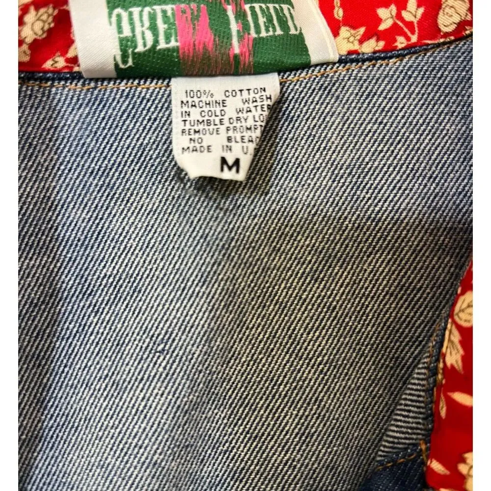 Made in USA Denim Patchwork Western Style Vest Red Size M - Image 4