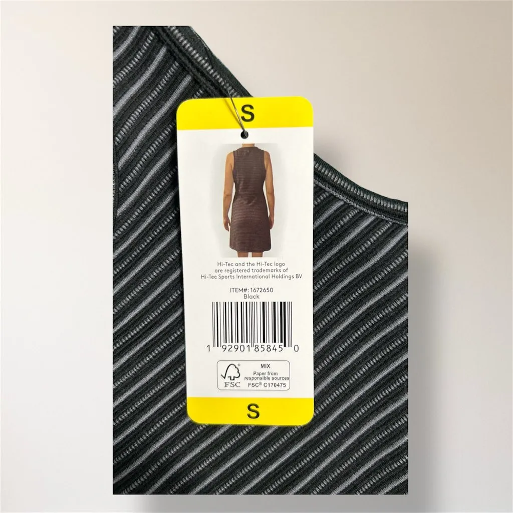 New Hi Tec S Black Gray Striped Knit Sleeveless Mini Dress Pocket‎ Active Gym - Image 8