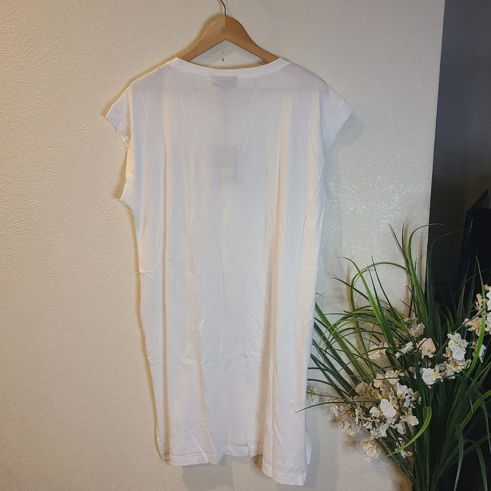 DKNY White Silver Logo Over Sized Medium Shirt** - Image 3