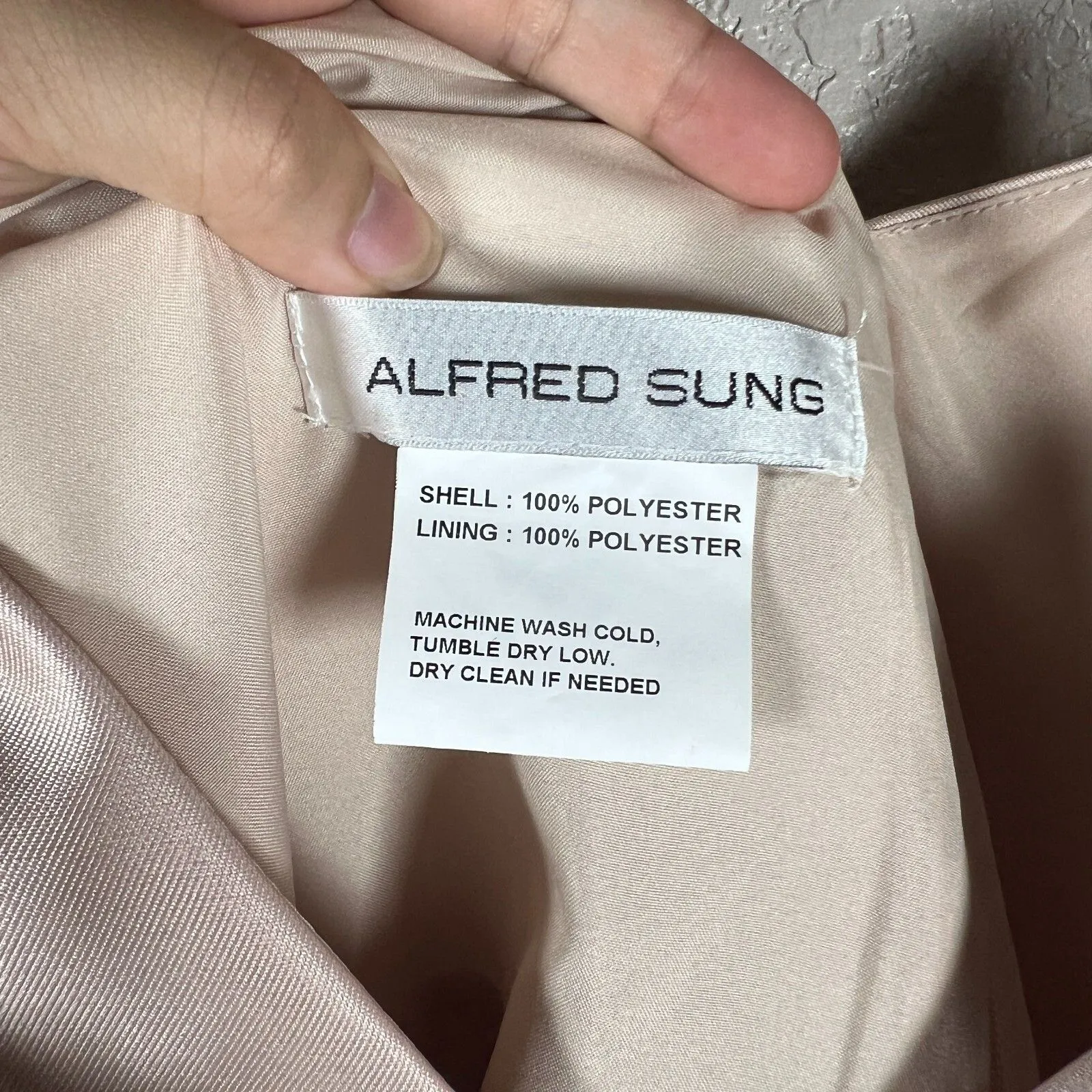Alfred Sung Cocktail Dress 14 Blush Pink Satin Fit Flare V-neck Bridesmaid - Image 8