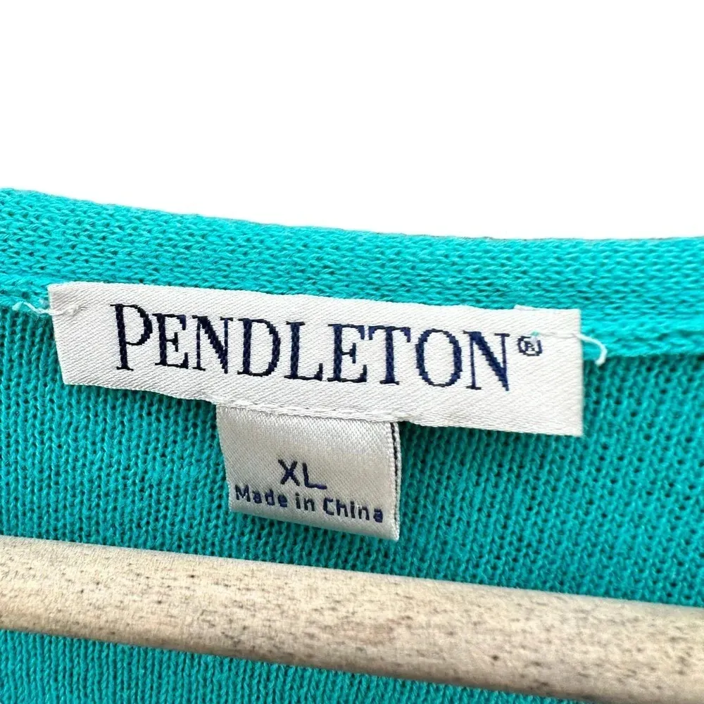 Pendleton women's XL knit turquoise cardigan, linen blend - Image 3