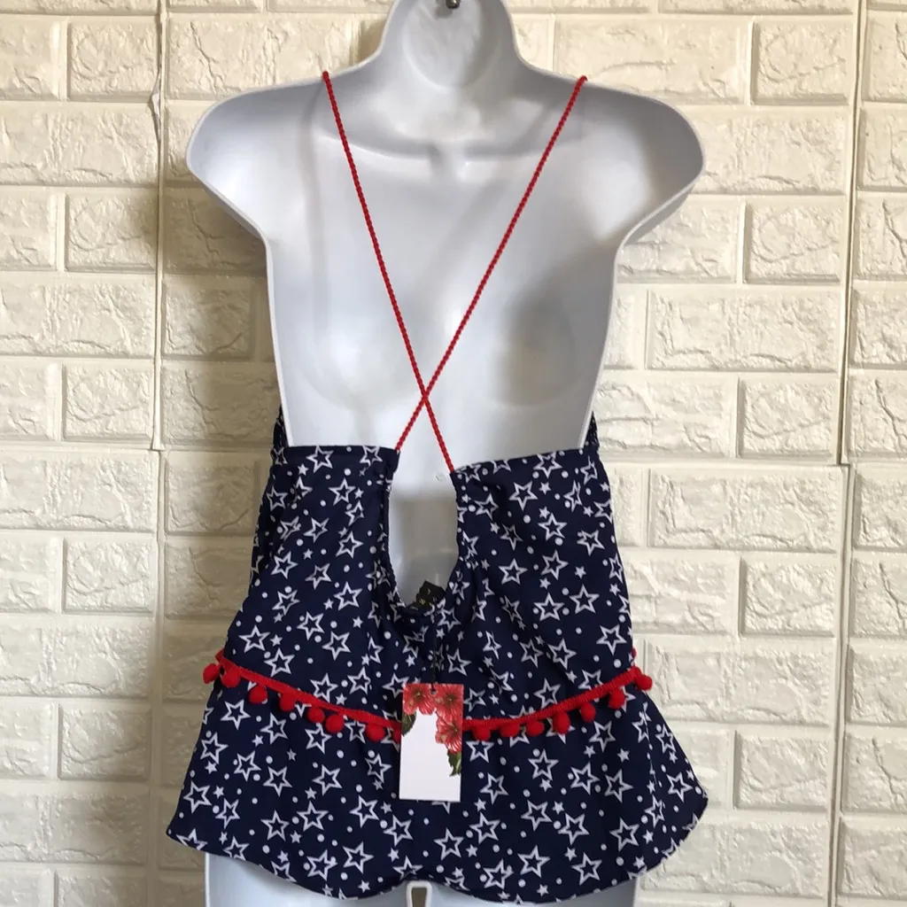 America‎ & Beyond patriotic stars babydoll tank top size L 4th of July Blue Size L - Image 6