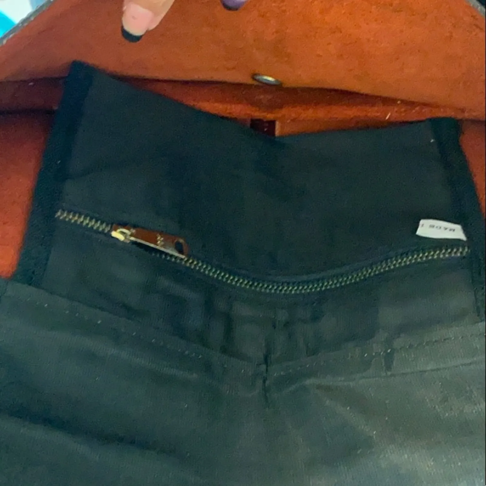 Vintage leather shoulder bag clutch made in Korea maroon brown 70s - Image 4