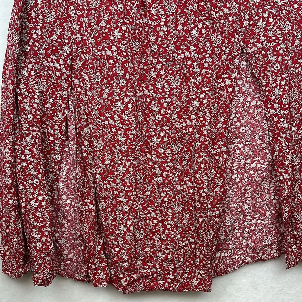 Bohemia Red Maxi Dresses Chiffon Cotton Casual Printing Women's Sz M Size M - Image 11