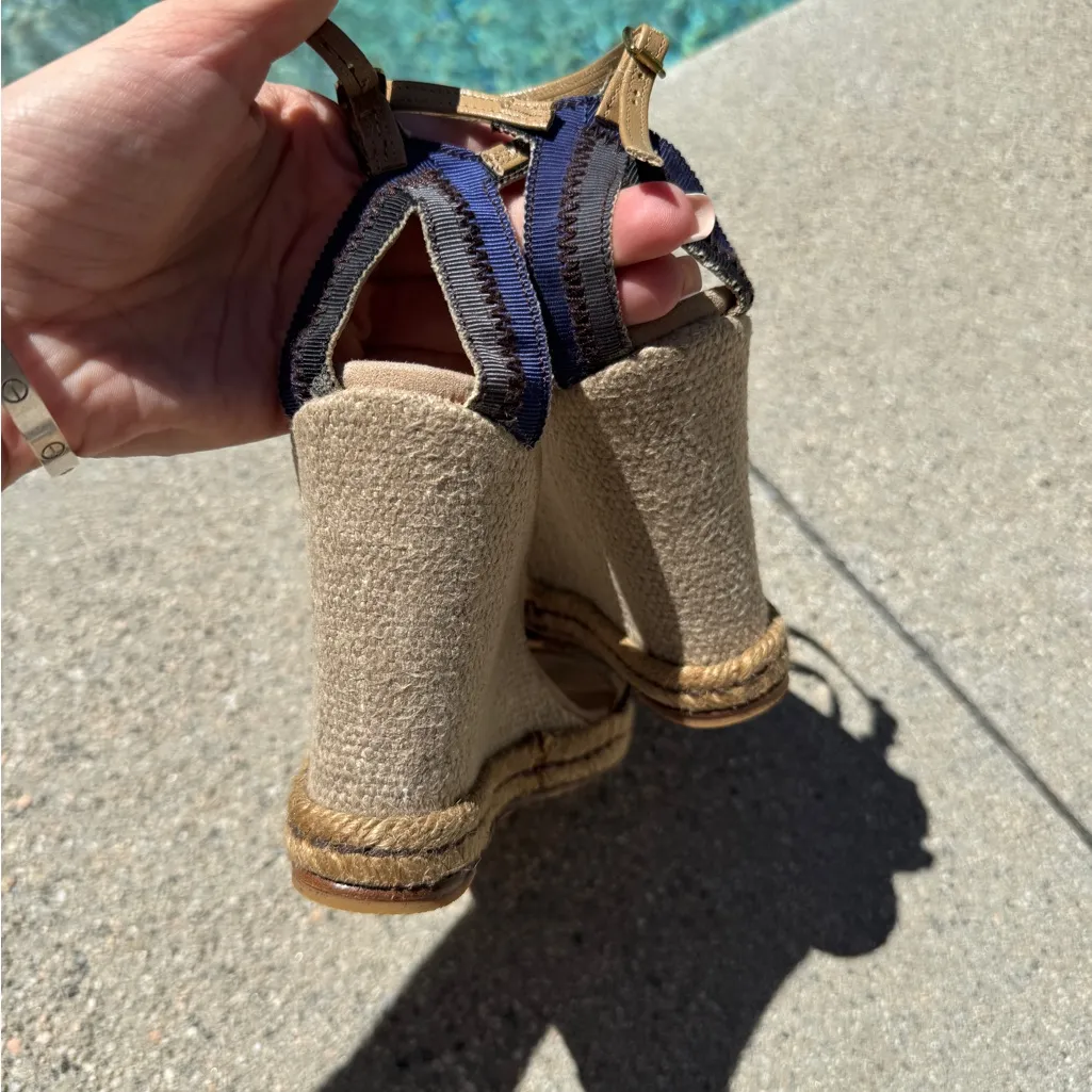 Marc Jacobs brown & navy patterned wedges- size 37 - cute summer style - Image 6