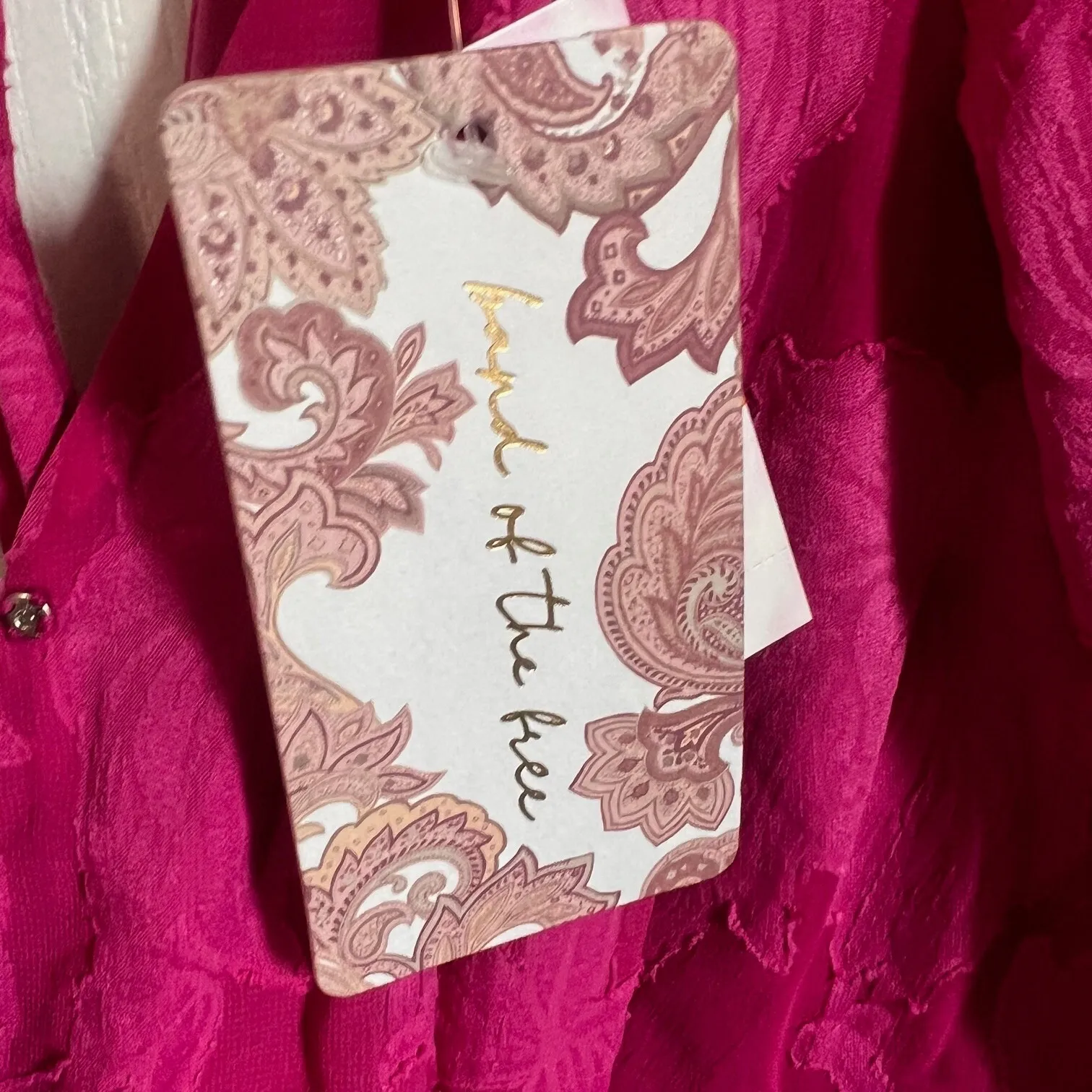 Band of the Free Womens Kiss Me Fuchsia Peplum Mini Dress Surplice Small NWT‎ Pink - Image 5