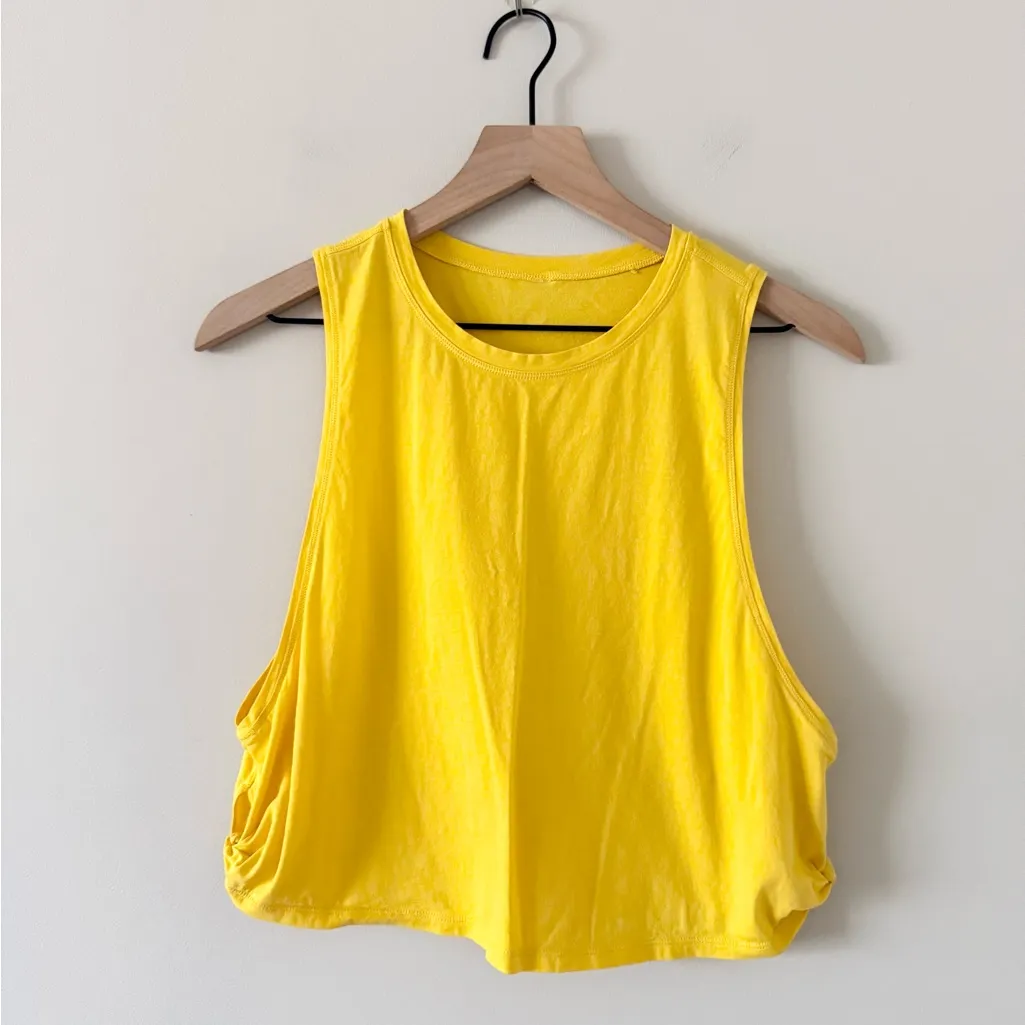 CRZ Yoga Athletic Tank with Side Knot Detail in Yellow Size S - Image 2