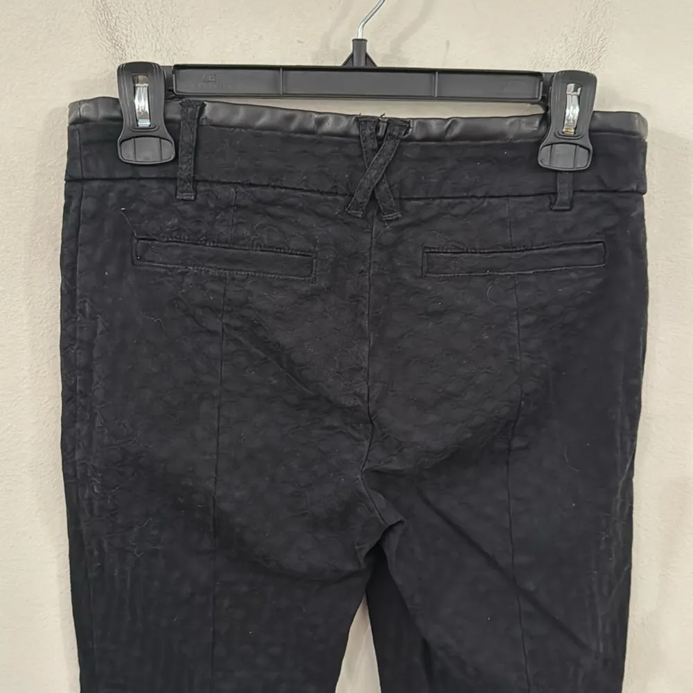 Anthropologie Cartonnier Charlie Ankle black Faux leather trim pants size 2 Blue - Image 5