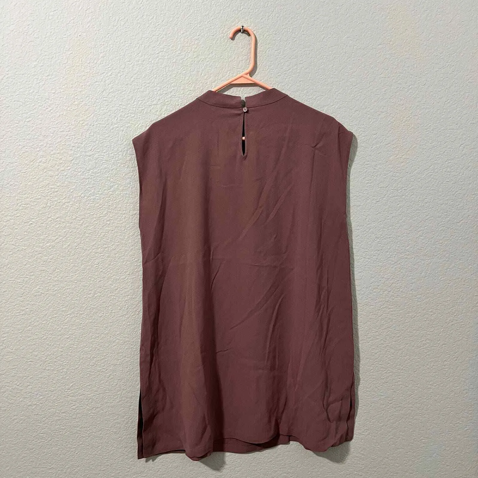 Eileen fisher Silk Georgette Crepe Funnel Neck Tunic Size Small Mauve Silk - Image 6