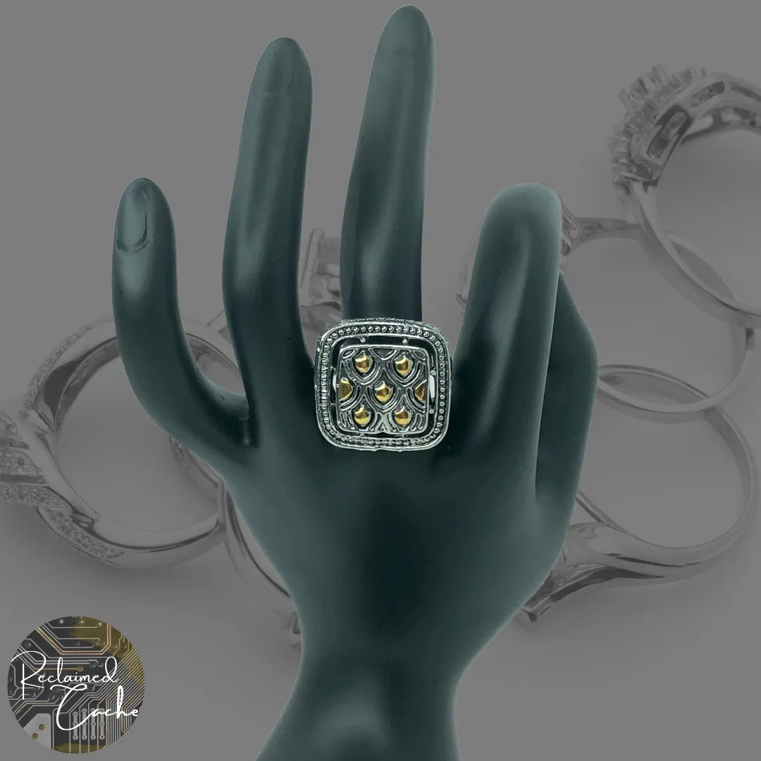 Silver and Gold Square Ring - Image 2