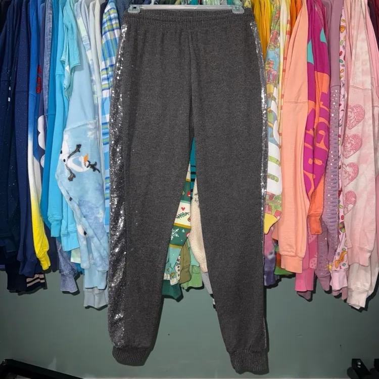 Disney parks DLR silver sequin sweatpants S - Image 5